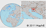 Gray Location Map of Primorje-Gorski Kotar