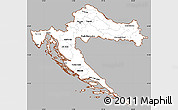 Gray Simple Map of Croatia, cropped outside