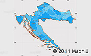 Political Shades Simple Map of Croatia, cropped outside