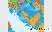 Political Shades Simple Map of Croatia, political outside