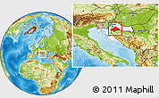 Physical Location Map of Sisak-Moslavina, highlighted country, within the entire country