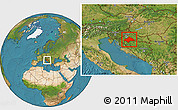 Satellite Location Map of Sisak-Moslavina