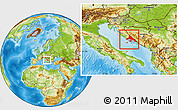 Physical Location Map of Split-Dalmatija