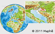 Physical Location Map of Virovitica-Podravina, highlighted country, within the entire country