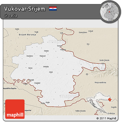 Classic Style 3D Map of Vukovar-Srijem