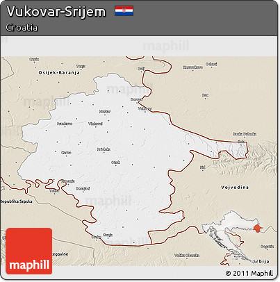 Classic Style 3D Map of Vukovar-Srijem
