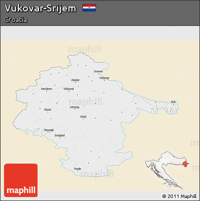 Classic Style 3D Map of Vukovar-Srijem, single color outside