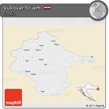 Classic Style 3D Map of Vukovar-Srijem, single color outside