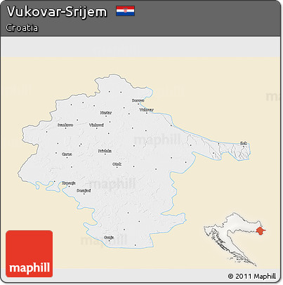 Classic Style 3D Map of Vukovar-Srijem, single color outside