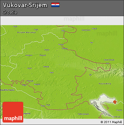 Physical 3D Map of Vukovar-Srijem