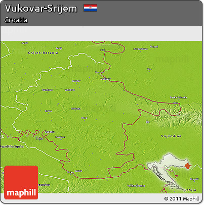 Physical 3D Map of Vukovar-Srijem