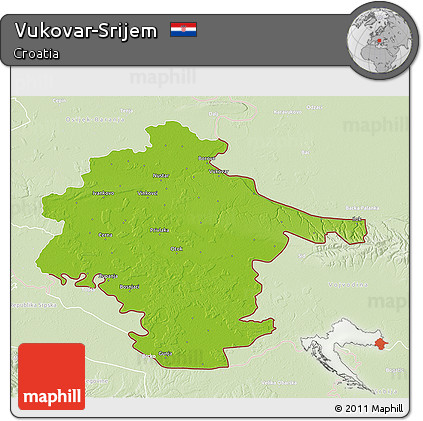 Physical 3D Map of Vukovar-Srijem, lighten