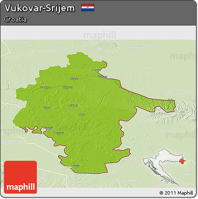 Physical 3D Map of Vukovar-Srijem, lighten
