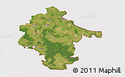 Satellite 3D Map of Vukovar-Srijem, cropped outside