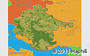 Satellite 3D Map of Vukovar-Srijem, political outside