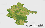 Satellite 3D Map of Vukovar-Srijem, single color outside