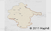 Shaded Relief 3D Map of Vukovar-Srijem, lighten, desaturated