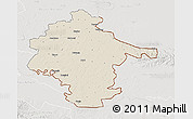 Shaded Relief 3D Map of Vukovar-Srijem, lighten, semi-desaturated