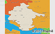 Shaded Relief 3D Map of Vukovar-Srijem, political outside