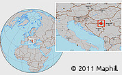 Gray Location Map of Vukovar-Srijem, within the entire country