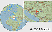 Savanna Style Location Map of Vukovar-Srijem, hill shading