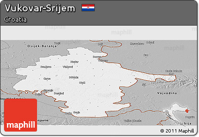 Gray Panoramic Map of Vukovar-Srijem