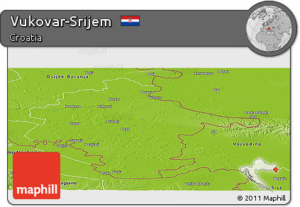 Physical Panoramic Map of Vukovar-Srijem