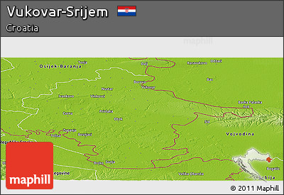 Physical Panoramic Map of Vukovar-Srijem
