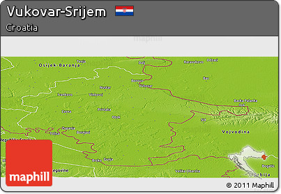Physical Panoramic Map of Vukovar-Srijem