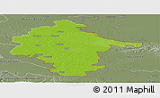 Physical Panoramic Map of Vukovar-Srijem, semi-desaturated