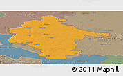 Political Panoramic Map of Vukovar-Srijem, semi-desaturated