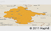 Political Panoramic Map of Vukovar-Srijem, shaded relief outside