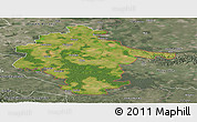 Satellite Panoramic Map of Vukovar-Srijem, semi-desaturated