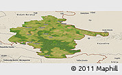 Satellite Panoramic Map of Vukovar-Srijem, shaded relief outside