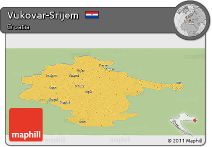 Savanna Style Panoramic Map of Vukovar-Srijem, single color outside