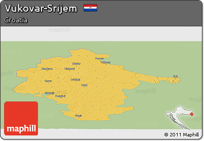 Savanna Style Panoramic Map of Vukovar-Srijem, single color outside