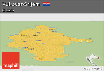 Savanna Style Panoramic Map of Vukovar-Srijem, single color outside