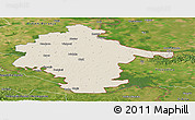 Shaded Relief Panoramic Map of Vukovar-Srijem, satellite outside