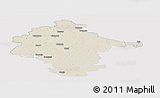 Shaded Relief Panoramic Map of Vukovar-Srijem, single color outside