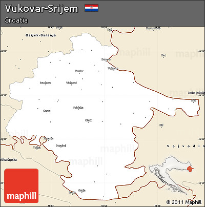 Classic Style Simple Map of Vukovar-Srijem