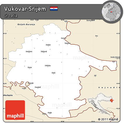 Classic Style Simple Map of Vukovar-Srijem