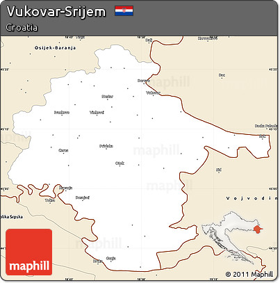 Classic Style Simple Map of Vukovar-Srijem
