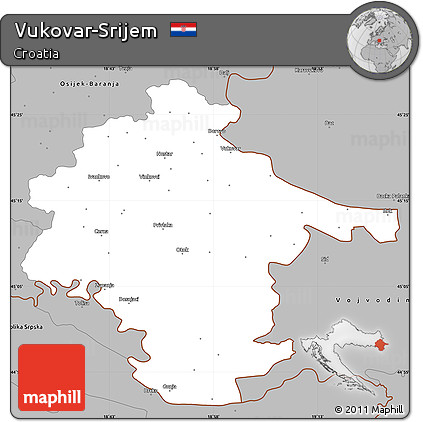 Gray Simple Map of Vukovar-Srijem