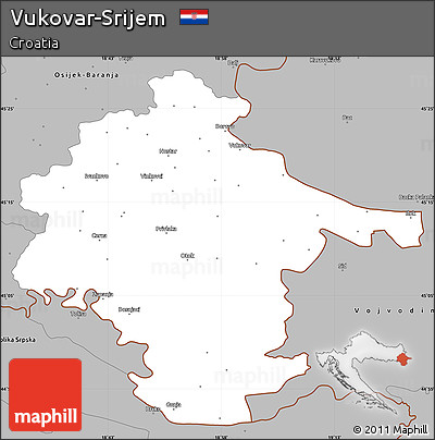 Gray Simple Map of Vukovar-Srijem