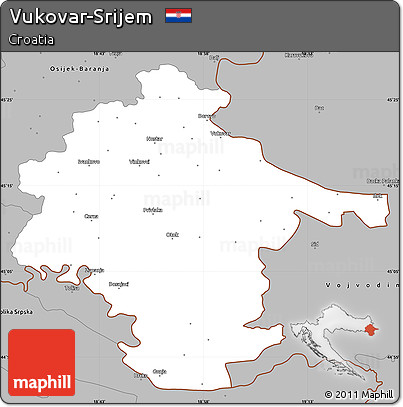 Gray Simple Map of Vukovar-Srijem