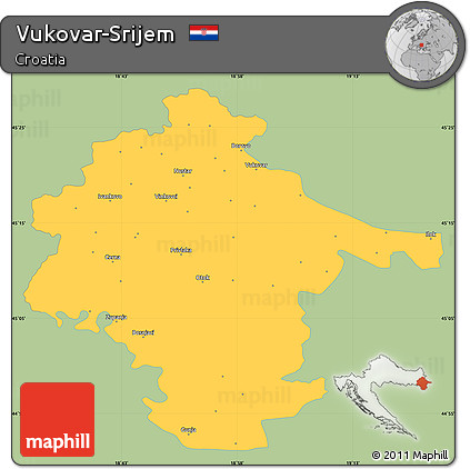 Savanna Style Simple Map of Vukovar-Srijem, single color outside