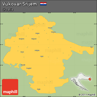 Savanna Style Simple Map of Vukovar-Srijem, single color outside