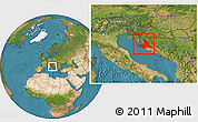Satellite Location Map of Zadar-Knin