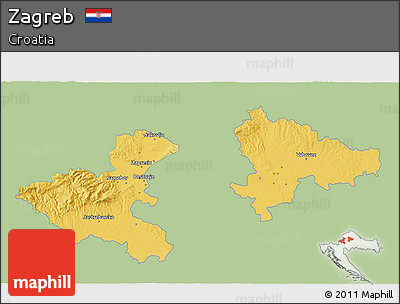 Savanna Style 3D Map of Zagreb, single color outside