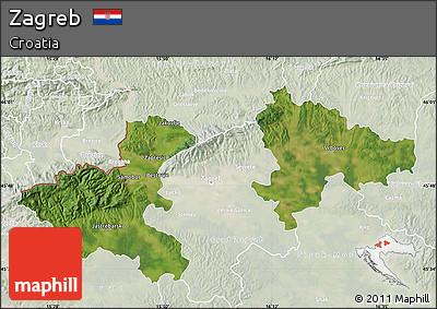 Satellite Map of Zagreb, lighten